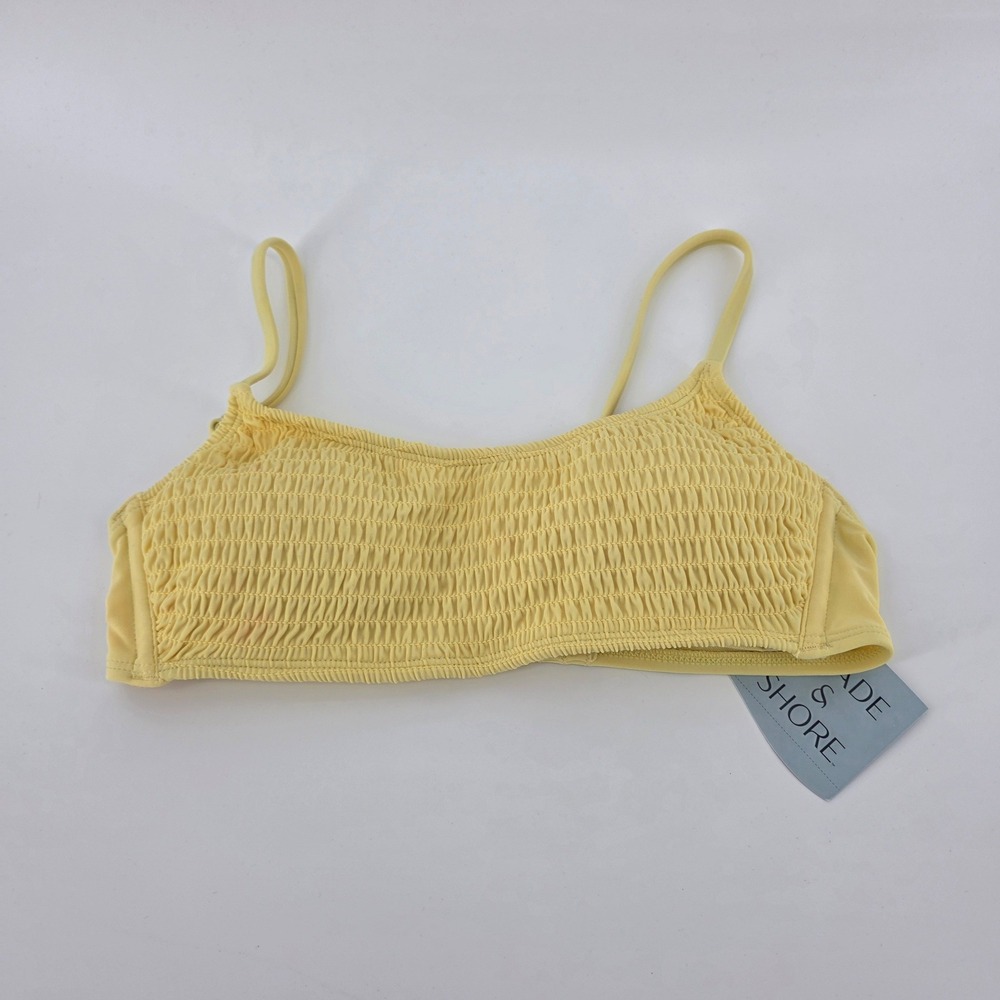 Wild Fable Women Yellow Smocked Bralette Bikini Top XS 0-2 New With Tags (714)